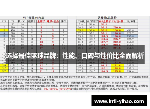 选择最佳篮球品牌：性能、口碑与性价比全面解析