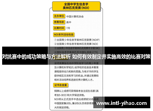 对抗赛中的成功策略与方法解析 如何有效制定并实施高效的比赛对策