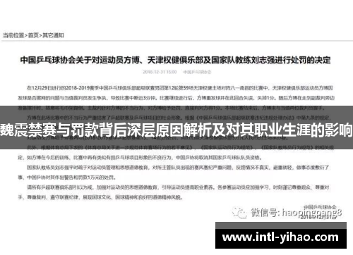 魏震禁赛与罚款背后深层原因解析及对其职业生涯的影响