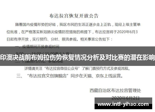 印澳决战前布姆拉伤势恢复情况分析及对比赛的潜在影响