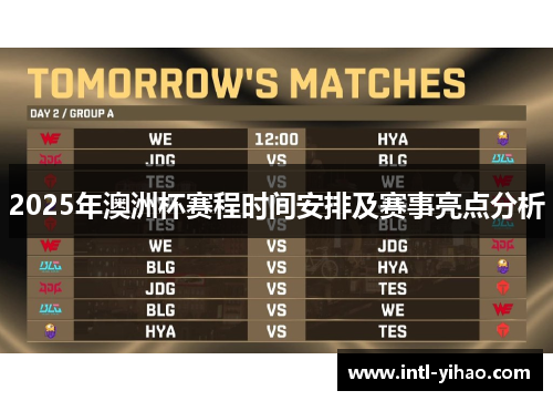 2025年澳洲杯赛程时间安排及赛事亮点分析