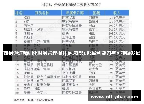 如何通过精细化财务管理提升足球俱乐部盈利能力与可持续发展 如何通过精细化财务管理提升足球俱乐部盈利能力与可持续发展